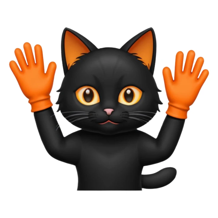 Black cat wearing gloves sticker