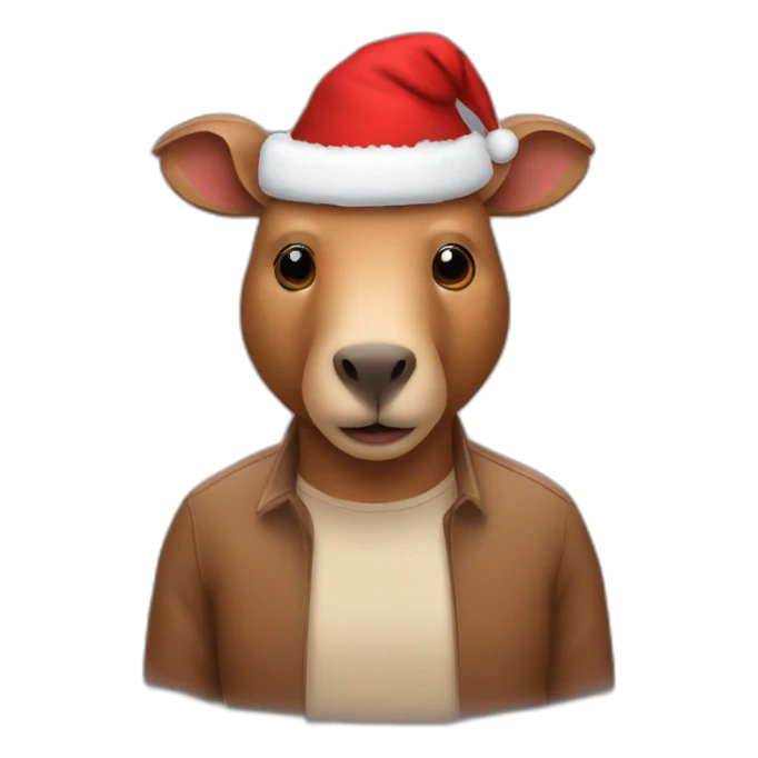 man with a capibara with a Christmas hat sticker