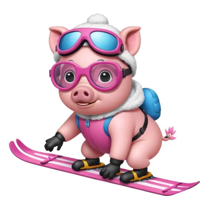 Pig skiing sticker