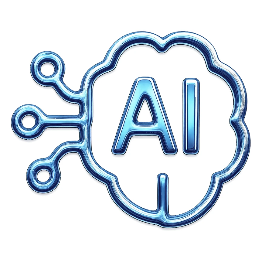 chrome style abstract AI symbol sticker