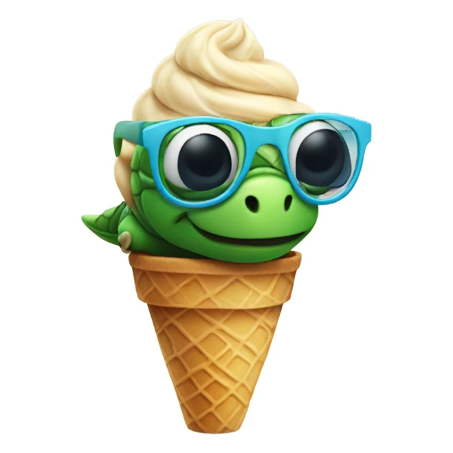 Turtle with glasses eating ice cream  sticker