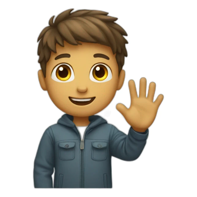 boy waving hi sticker