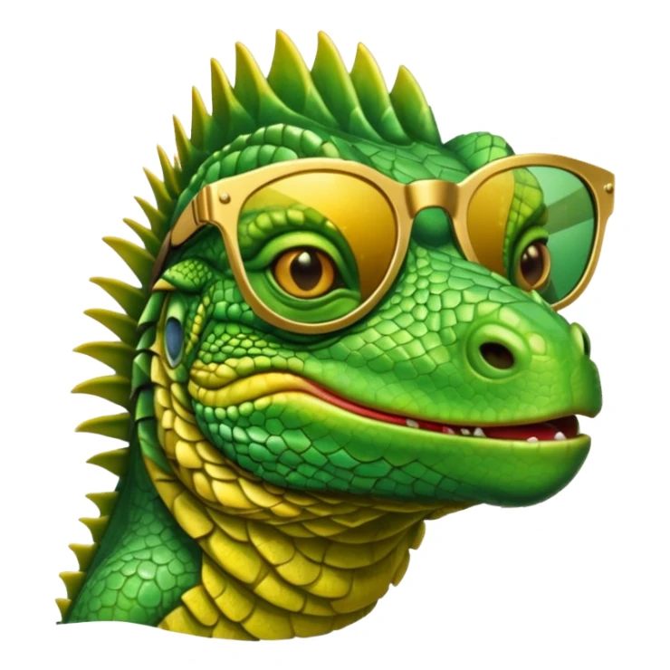 iguana head with golden sunglasses sticker