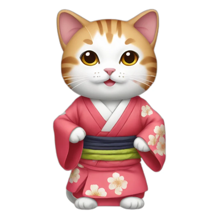 cat with japanese clothes sticker