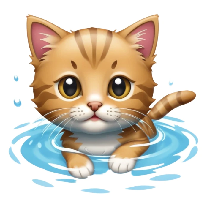 Tabby kitten swimming in a pool sticker