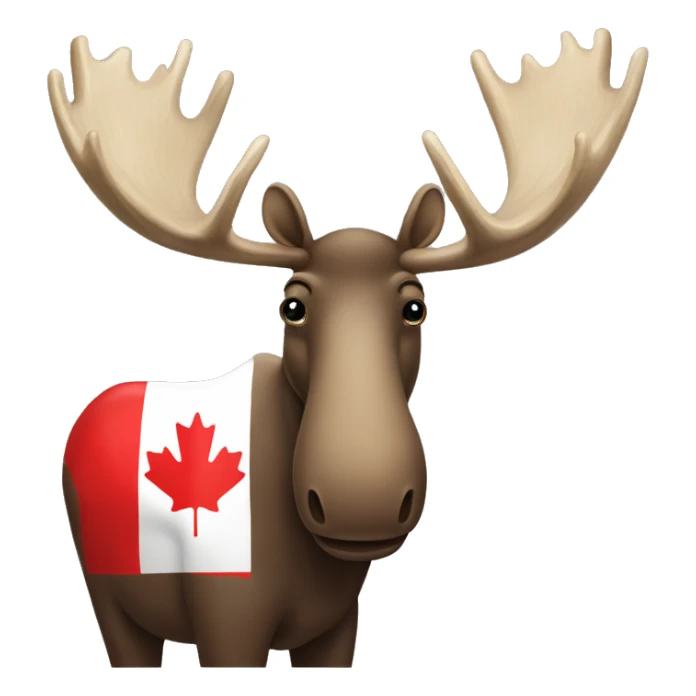Moose with Canadian flag behind it sticker