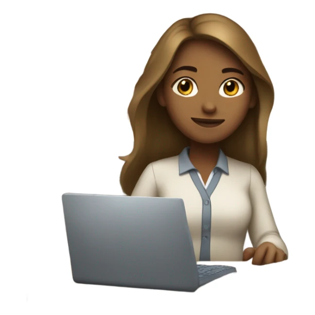 Medium straight hair computer science girl intern with a computer  light brown skin sticker