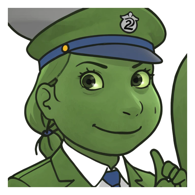 female train conductor with a train in the background sticker