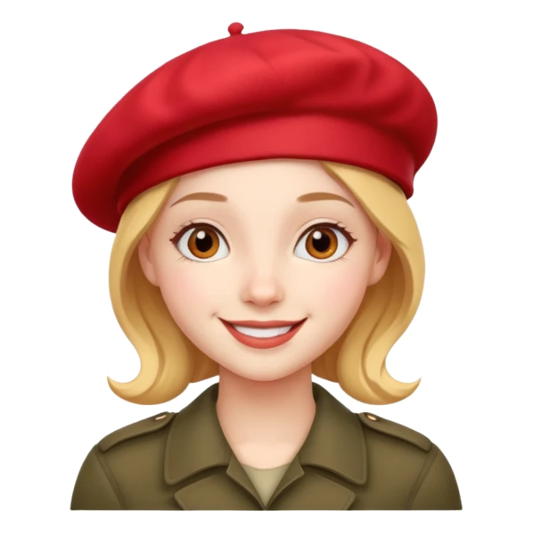 girl with a red beret, smiling sticker