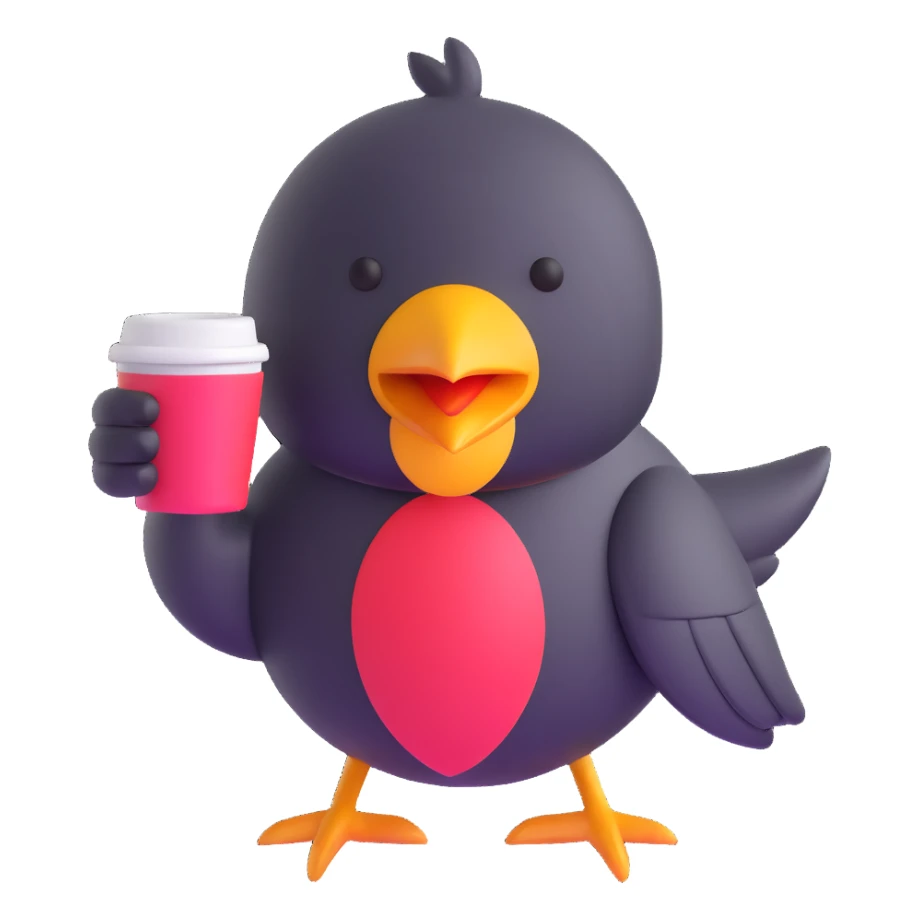 early bird with coffee sticker