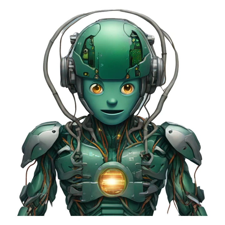 Deku cyborg with circuits and wires  sticker