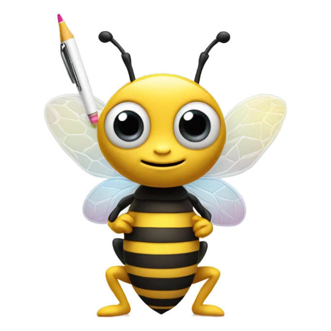 very cute busy bee with pen sticker