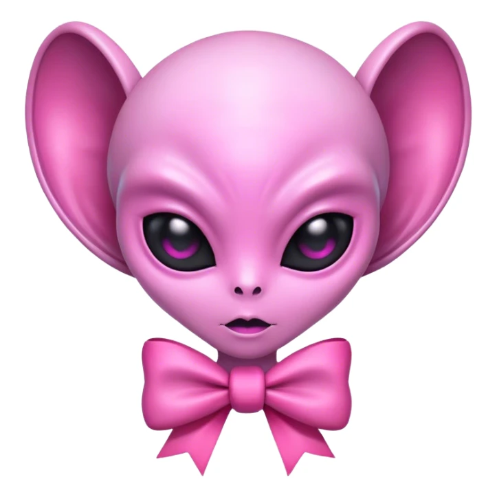 An alien with a pink bow on  sticker