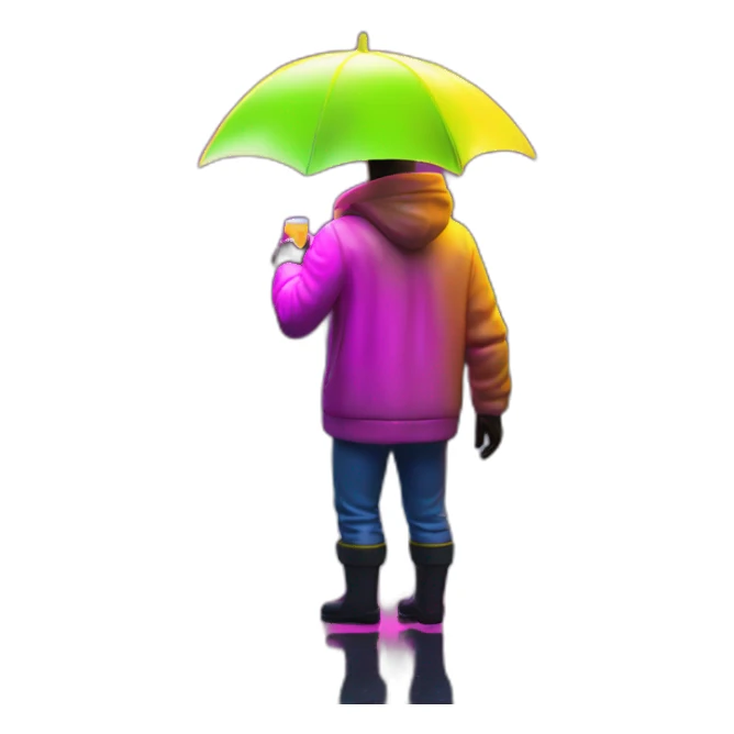 Juicy booty neon sign style man rain sticker