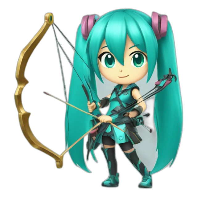 hatsune miku with a crossbow sticker