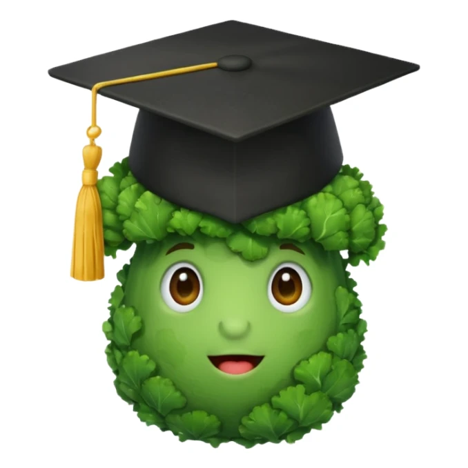 broccoli wearing a mortarboard sticker
