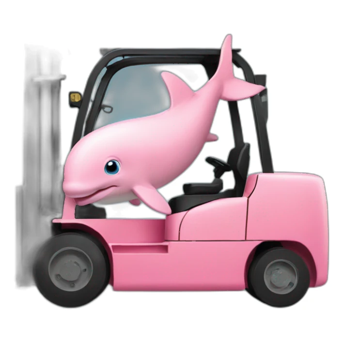 Pink Dolphin driving a Forklift sticker