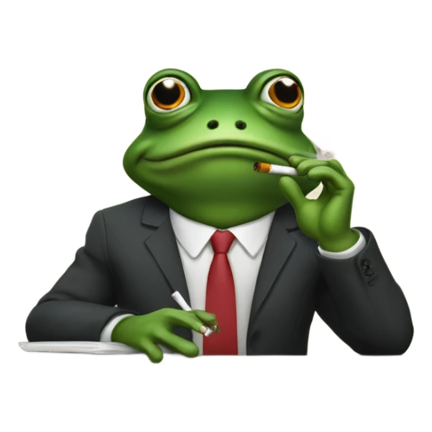 business frog smoking sticker