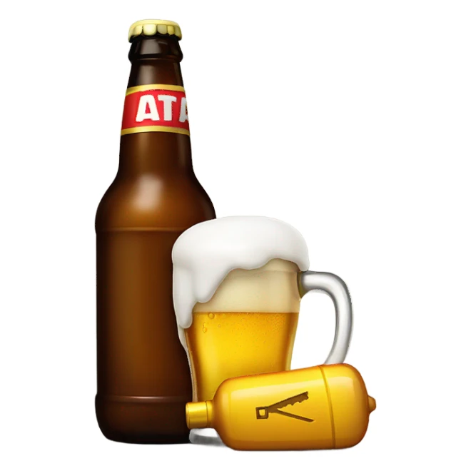 key and beer bottle together sticker