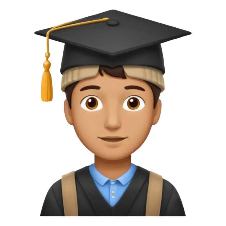 man student with collage hat sticker
