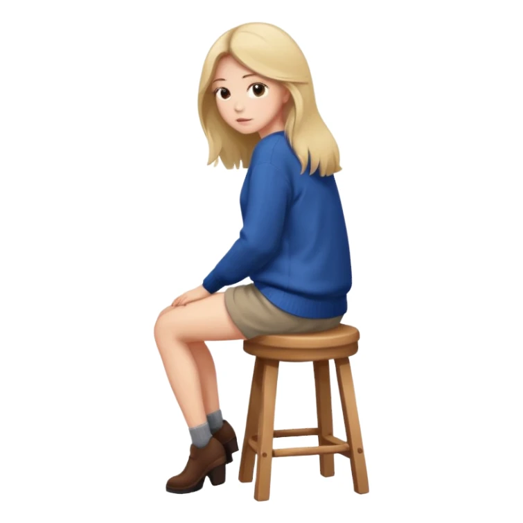 a person sitting on stool with backs turned

 sticker