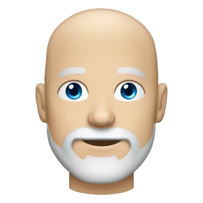 A bald white man with gray goatee beard blue eyes sticker