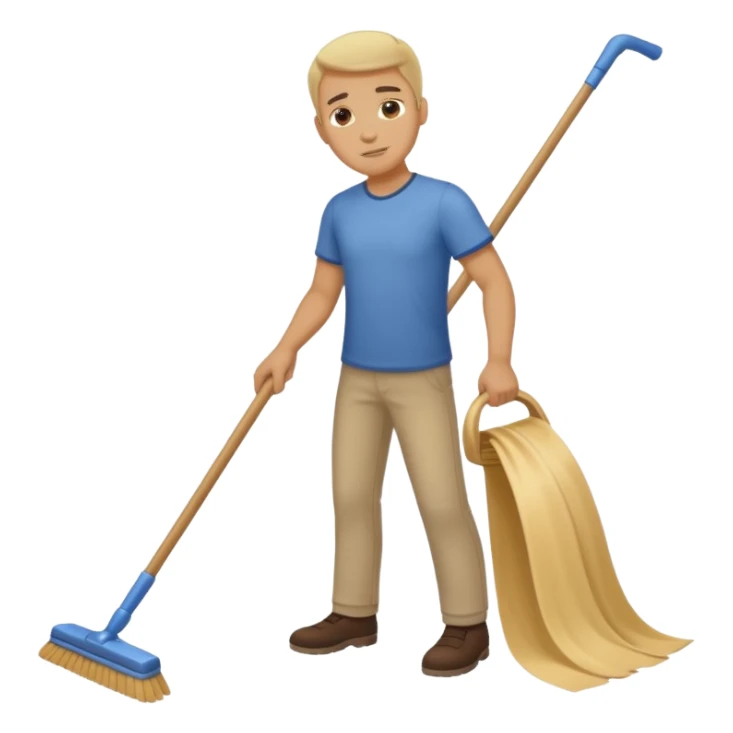 ligth man sweeping the floor sticker