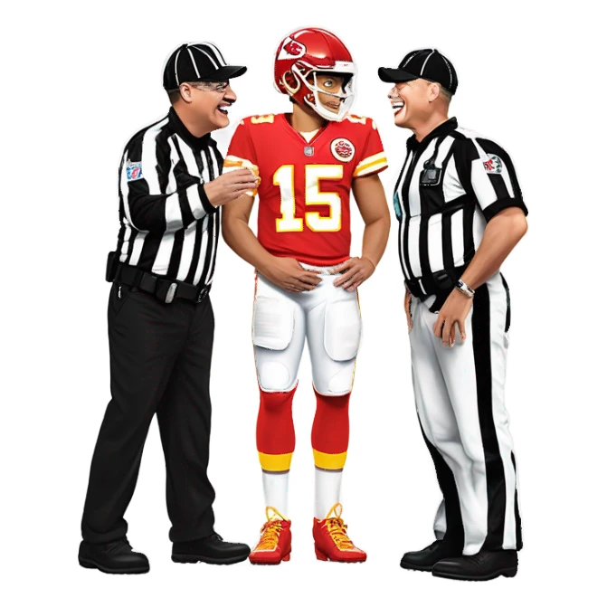 Mahomes kissing referee  sticker