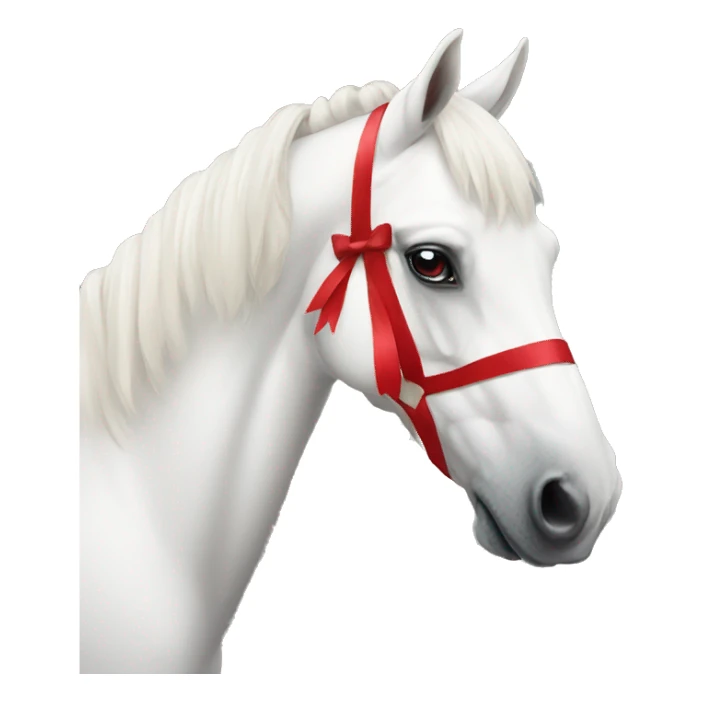 white horse with red bow sticker