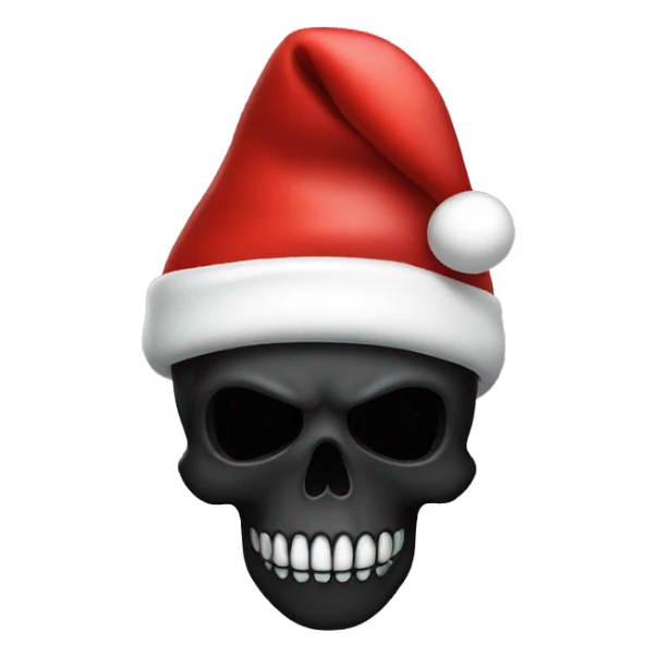 Black skull with Santa hat sticker