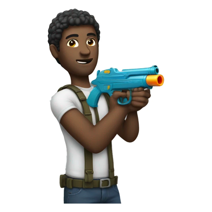 man with a watergun sticker