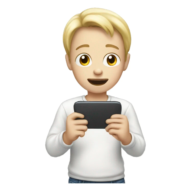 White Kid looking at a phone sticker