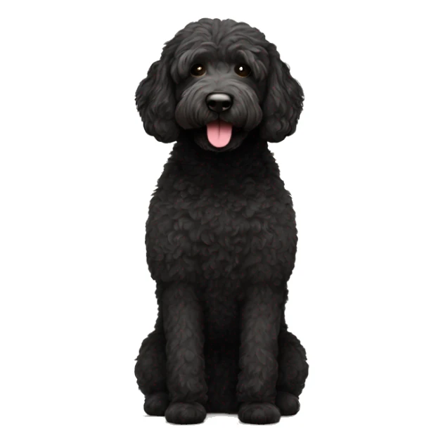Black labradoodle doing downward dog yoga pose sticker