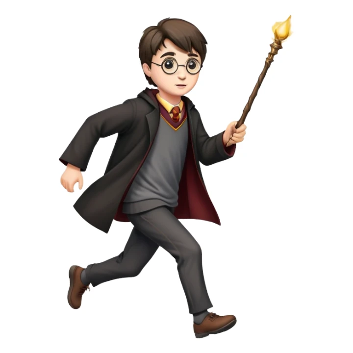 Harry Potter running with his wand sticker