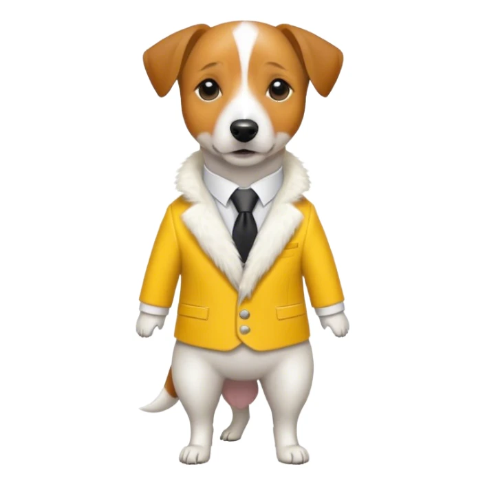 Dog: Jack Russell wearing yeallow suit sticker