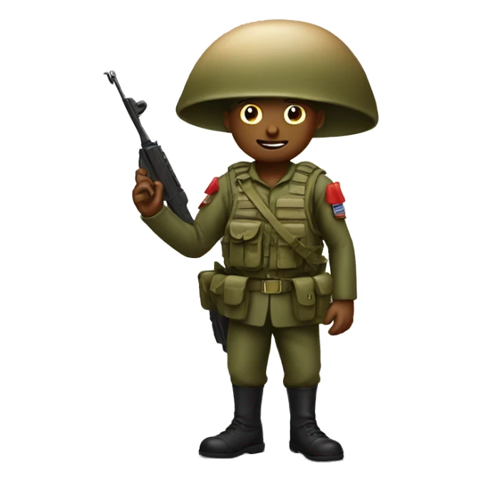 Make an soldier with an mushroom sticker