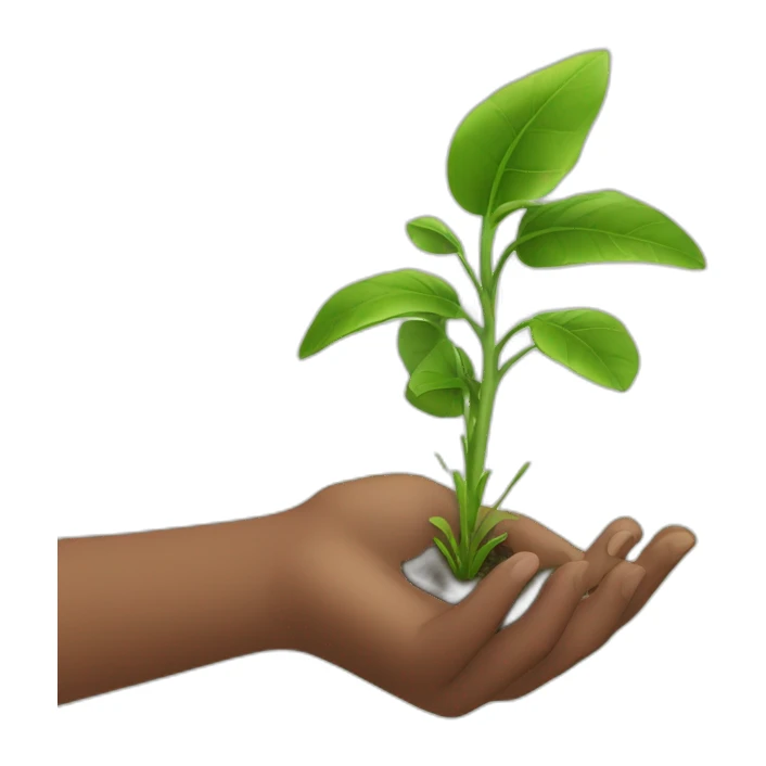hand petting a plant sticker