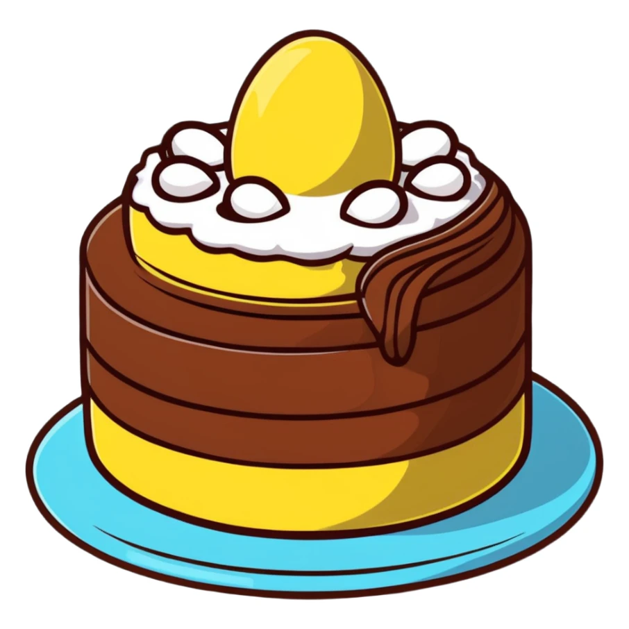 Traditional mona de pascua cake with chocolate eggs sticker