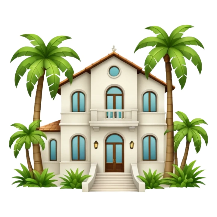 a villa with palm trees sticker