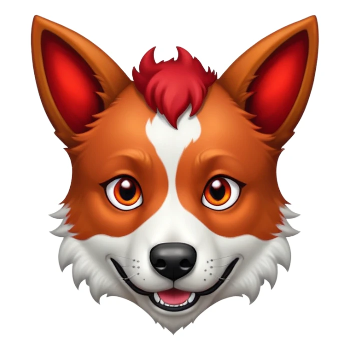 Intense Red heeler with halo and devel tail sticker