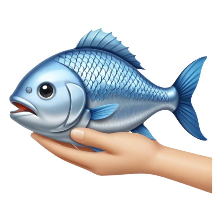 Hand holding a fish  sticker
