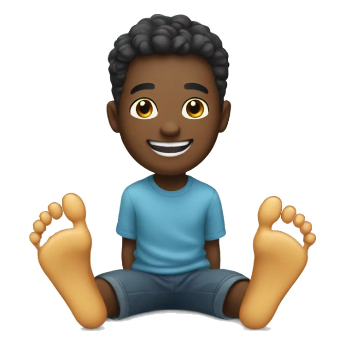 smiling and showing feet sticker