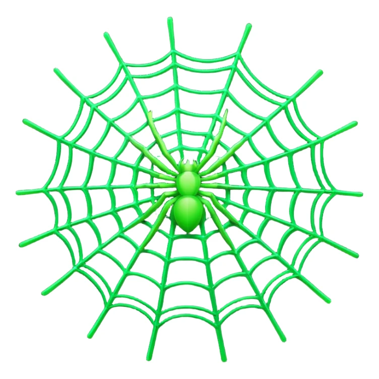 a stylized green laser spider web, 3/4 view sticker