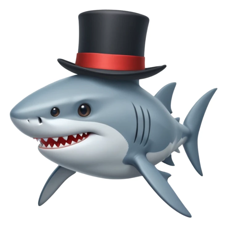 Shark with a top hat sticker