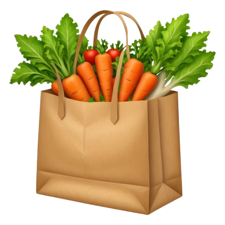 paper bag with vegetables. Transparent background sticker