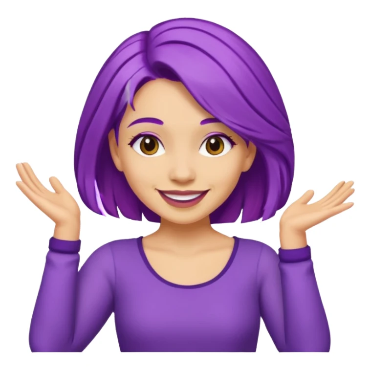 purple haired light skinned woman dancing sticker