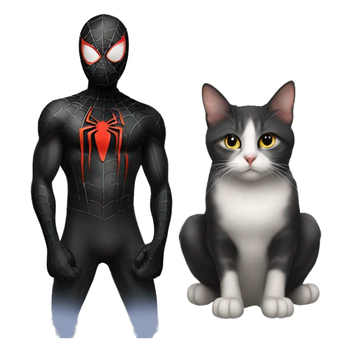 black spider man and cat sticker