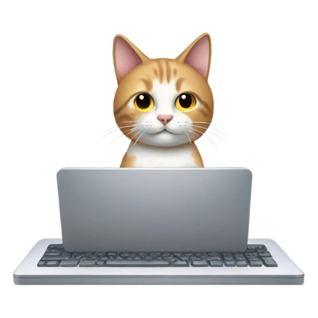 cat typing on desktop keyboard sticker