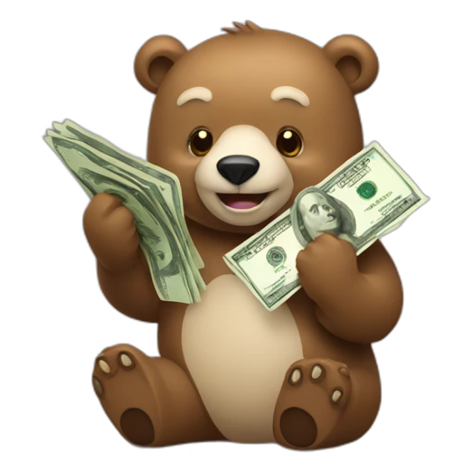 bear holding money sticker