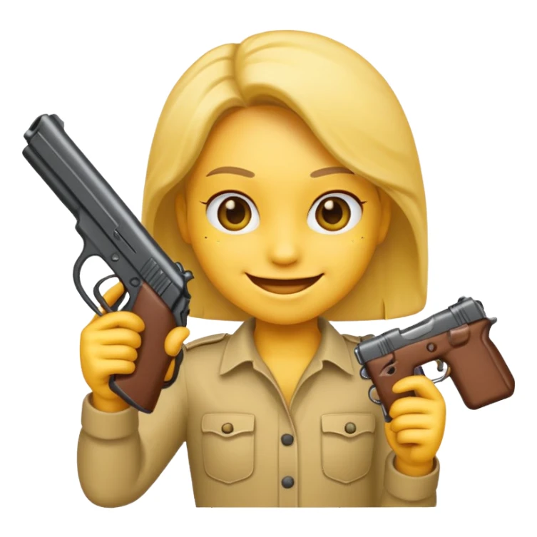 Emoji holding gun sticker